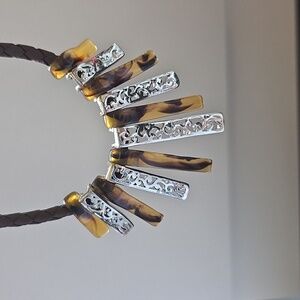 Tortoise Shell Acrylic Filigree Slider Necklace